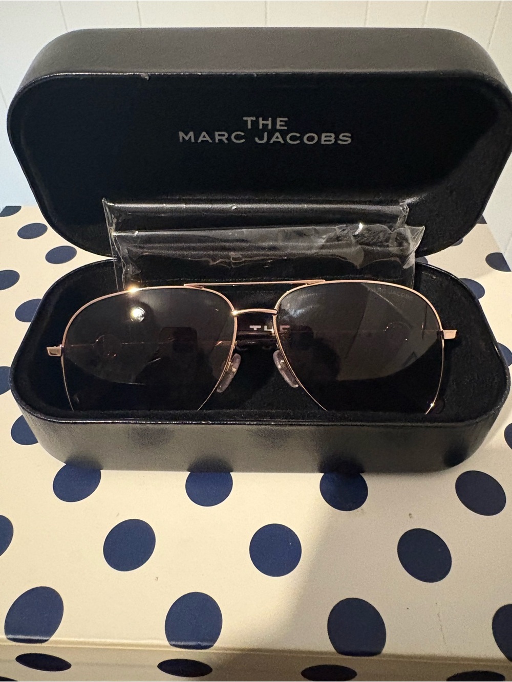 The Marc Jacobs Aviator Sunglasses in Black with Gold Frame